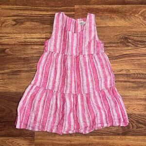 Faherty Linen Blend Sleeveless Tiered Pink Dress Toddler Girls 3T